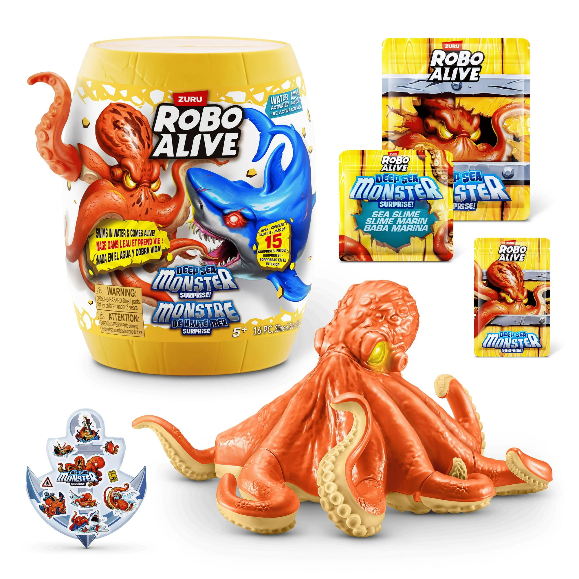 Robo Alive Deep Sea Monster Surprise (Octopus) By Zuru, Surprise Unboxing And Electronic Animal Toy For Boys