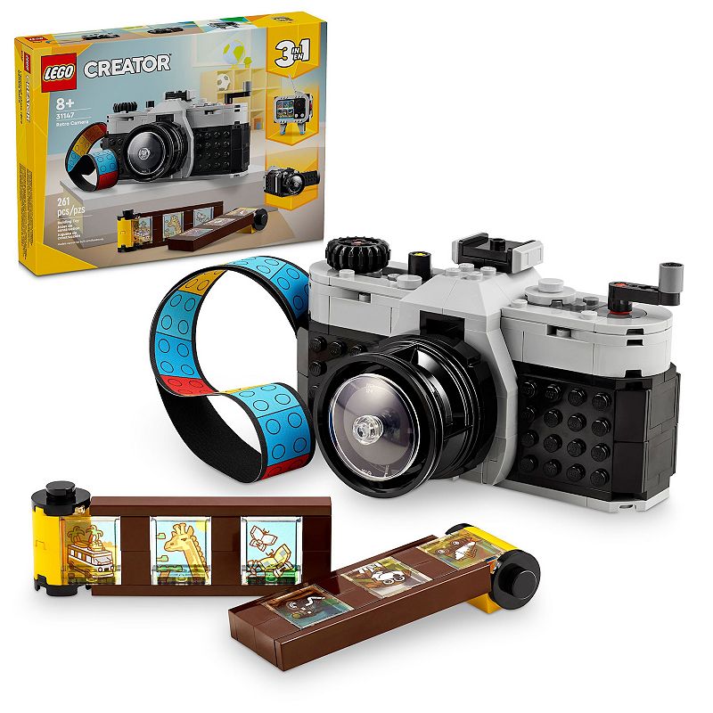 LEGO Creator 3 in 1 Retro Camera - Toy with 3 Building Options - Choose a Retro Camera  Retro Video Camera  or Retro TV - Creative Toy for Boys & Girls  Ages 8+ - Gift for Graduation - 31147