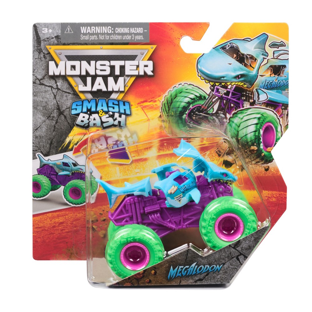 Monster Jam Smash & Bash Megalodon Nitro Toy Vehicle Playset 1:64 Scale